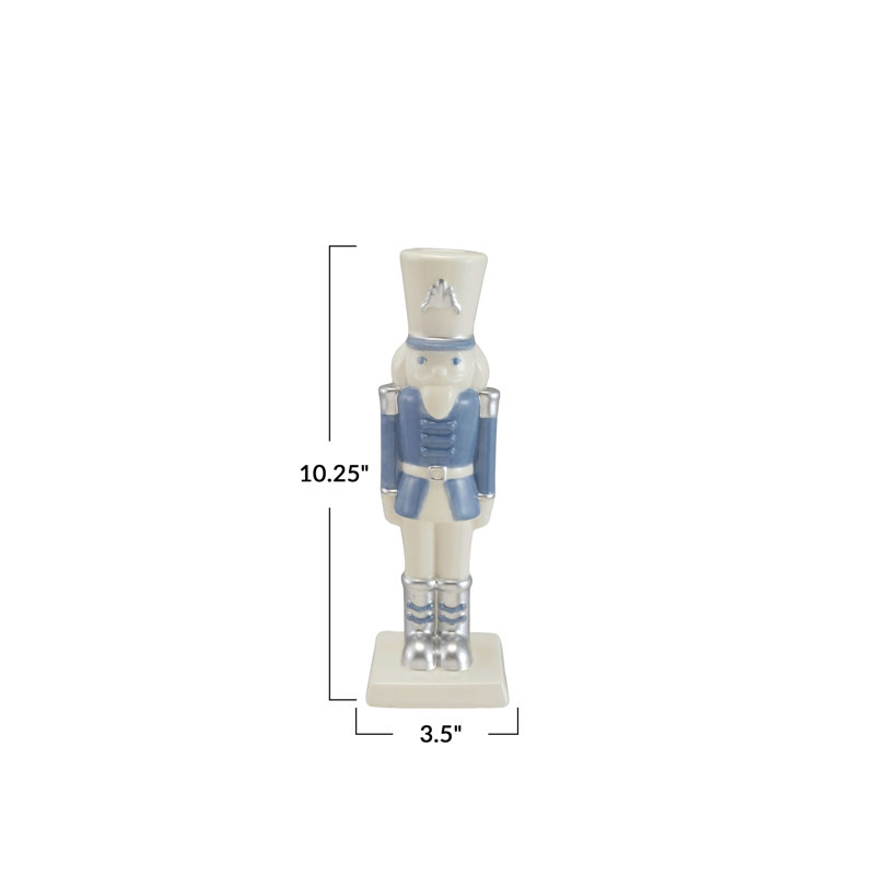Porcelain Nutcracker Taper Holder in Blue and White Glaze