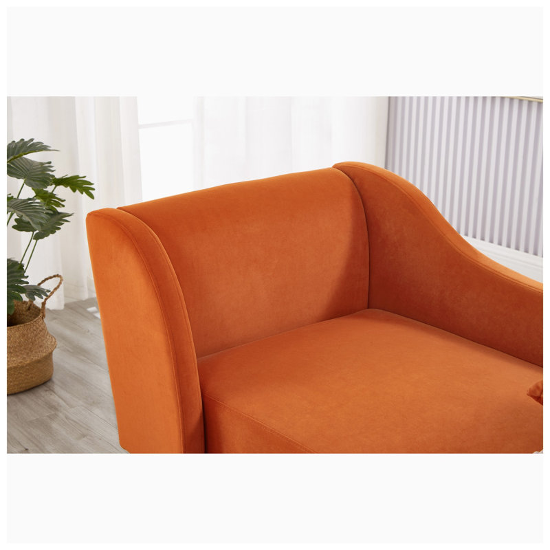 Chaise longue rembourrée en velours l 58,3 po x P 27,55 po x H 26,38 po