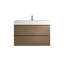 Meuble-lavabo mural noyer brun avec lavabo, grand meuble-lavabo flottant mural pour salle de bain moderne, lavabo une pièce sans drain et robinet, pré-assemblé-130544400-130544398