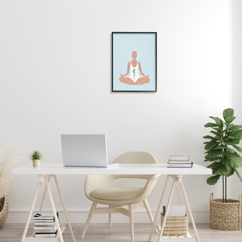 Mindful tai-chi humain, H 16 po x l 16 po x P 1,5 po, Giclée encadrée noir minuit