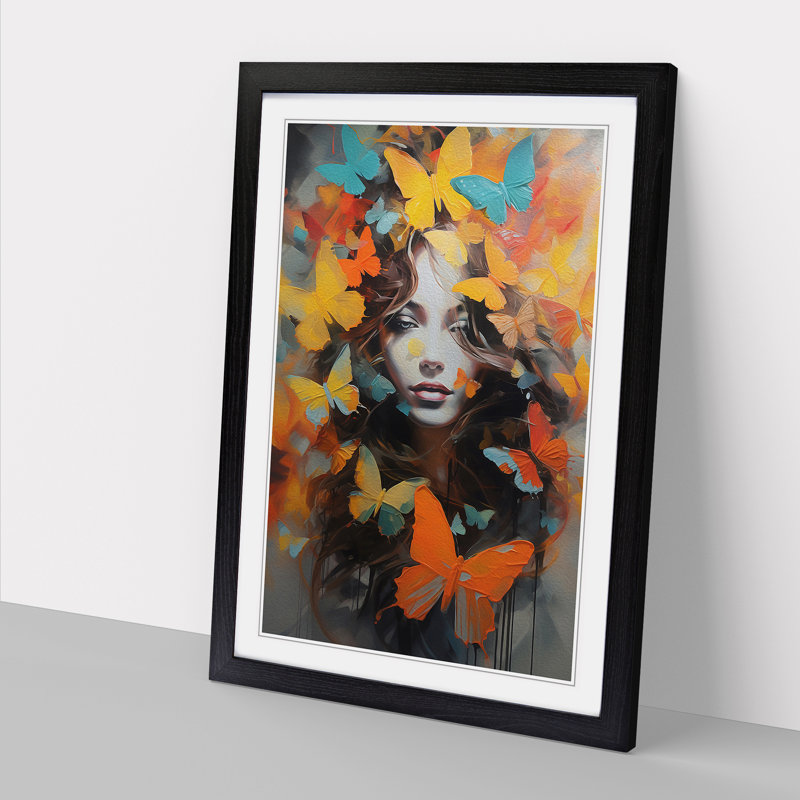 Butterfly Contemporary - Framed Print, Black Framed, 34cm H x 25cm W x 2cm D