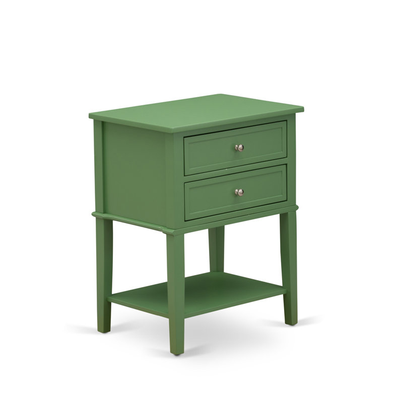 Valencia Night Stand - Rectangle End Table with 2 Drawers for Bedroom, Clover Green, Clover Green