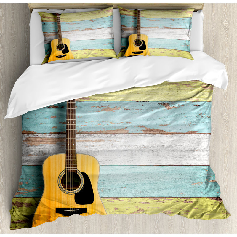 Queen Rustic Acoustic Guitar Duvet Cover Set