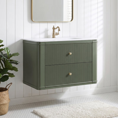 Wall Mounted Single Vanity Bathroom Vanity With Acrylic Top