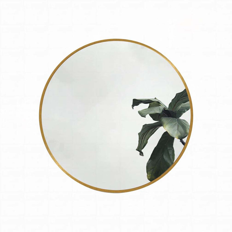 Metal Round Bathroom Mirror, Gold