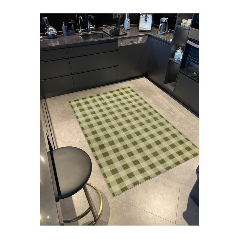 Tapis décoratif moderne à carreaux verts, Sous-tapis rectangulaire 4 pi 7 po x 6 pi 7 po inc