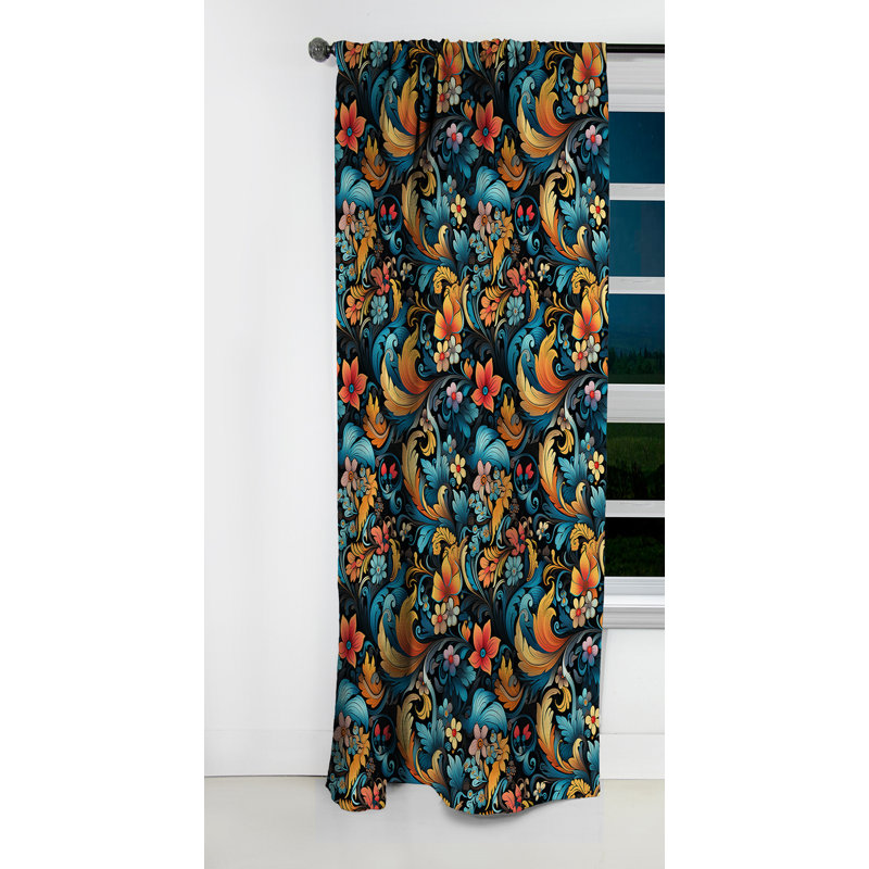Marylyn - Rideau à motif floral - Rideau occultant à motif floral - 1 panneau, L 52 po x L 108 po
