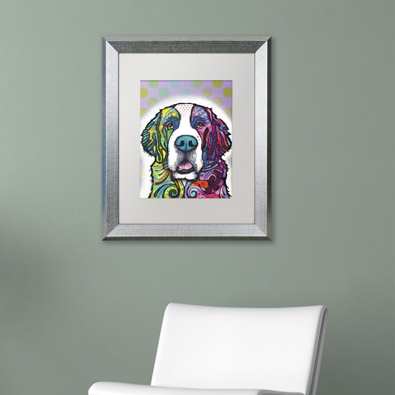 «Saint Bernard», impression sur toile encadrée, Blanc, H 14 po x l 11 po x P 0,5 po, Cadre noir