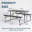 Gray Folding Picnic Table Set with Benches, Woodgrain Plastic Outdoor Dining Table with Steel Frame, Portable Foldable Picnic Bench Table for Patio, Backyard, Camping, Park, Seats 6