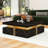 Modern Coffee Table With 4 Drawers - Black Square For A Stylish Living Space Spacious Storage Option