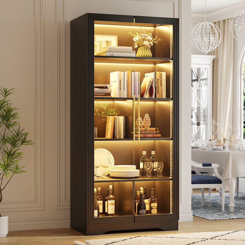 2 -Door 5 -Shelf Storage Cabinet, Black