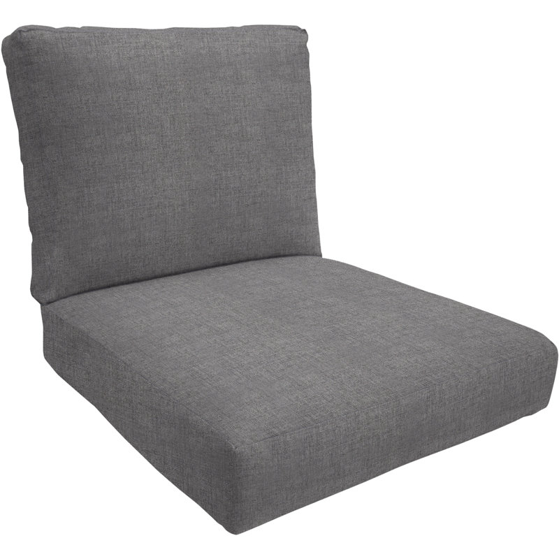 Eddie Bauer Outdoor Lounge Chair Cushion, Sunbrella Fade & Water Resistant for Outdoor Lounge Chairs & Deck Recliners, 26"W x 26"D, 5" thick; Back 26"W x 20"H, 5" thick, Reversible, Cast Slate