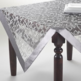 Mondrian Embroidered Geometric Square Tablecloth, 40"x40"