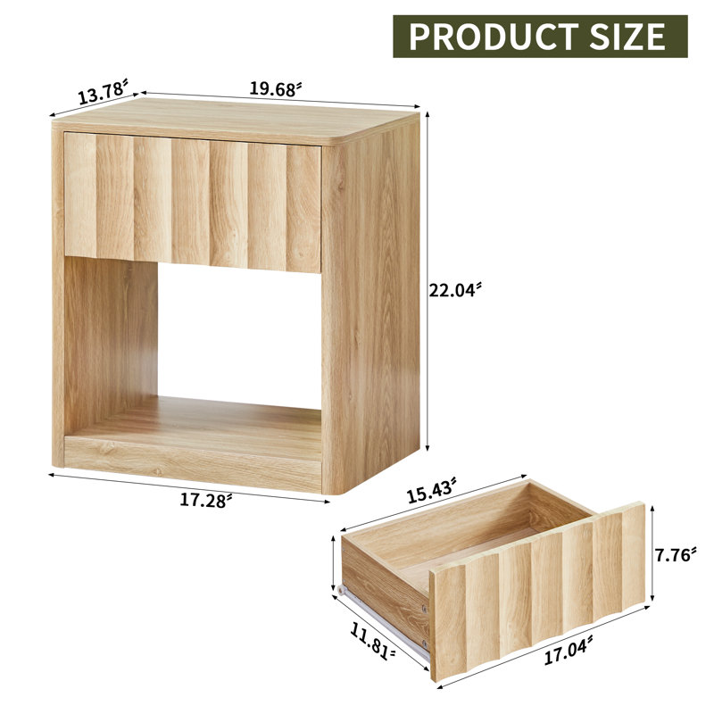 19.7"W Nightstand (Set of 2), Yellow