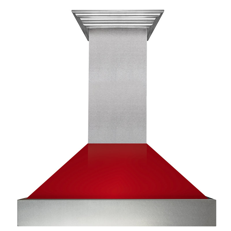 ZLINE 30 po Hotte de cuisine murale en acier inoxydable à conduit avec coque, Rouge lustré