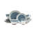 Sango Talia 16-Piece Casual Blue Stoneware Dinnerware Set - Service For 4, Blue/White