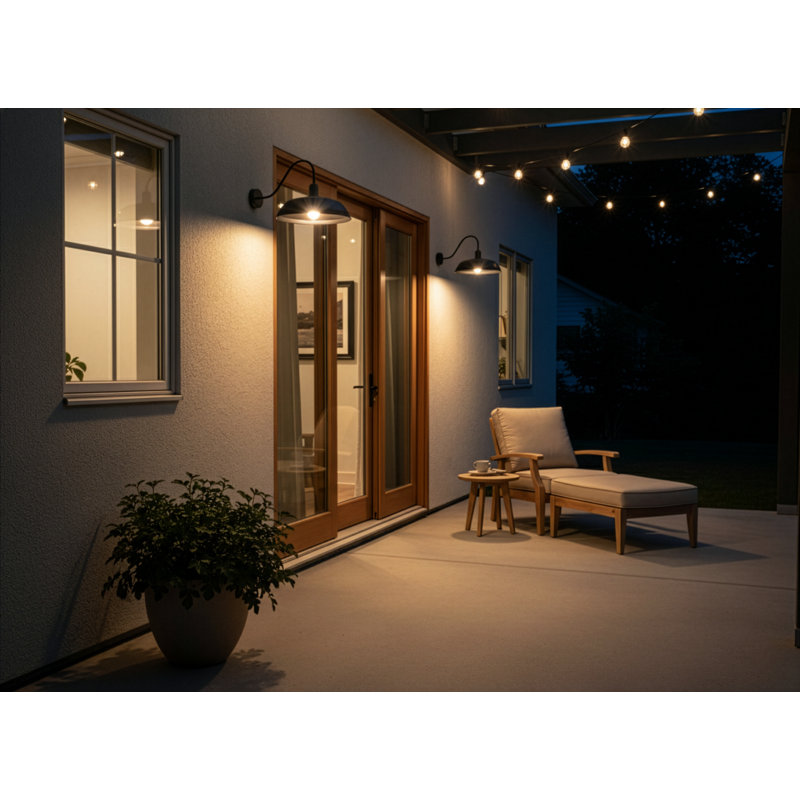 Luminaire de grange d'extérieur à 1 ampoule noir mat Huntsberry, H 20 po x l 15,5 po x P 15,5 po