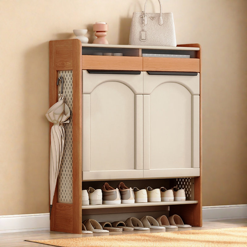 Practical Solid Wood & Iron Shoe Storage Cabinet