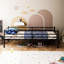Lit superposé simple avec lattes en métal robustes, lit de jour moderne, finition noire, assemblage facile, lit plateforme avec structure de soutien, couleur, assemblage, conception enveloppante