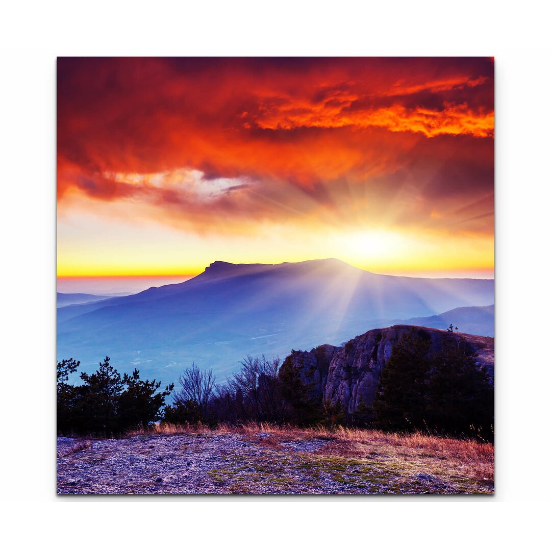 Leinwandbild Wunderschöne Berglandschaft mit Sonnenaufgang