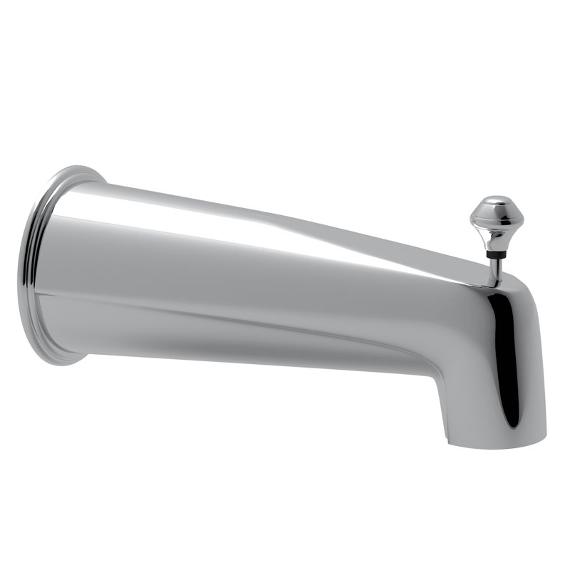 Country Wall Mount Tub Spout With Diverter, Polished Chrome