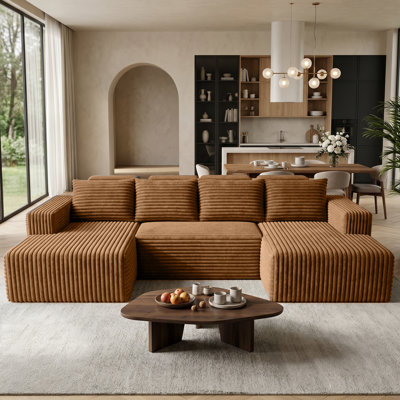 Boneless 112" Corduroy Brown Sofas 