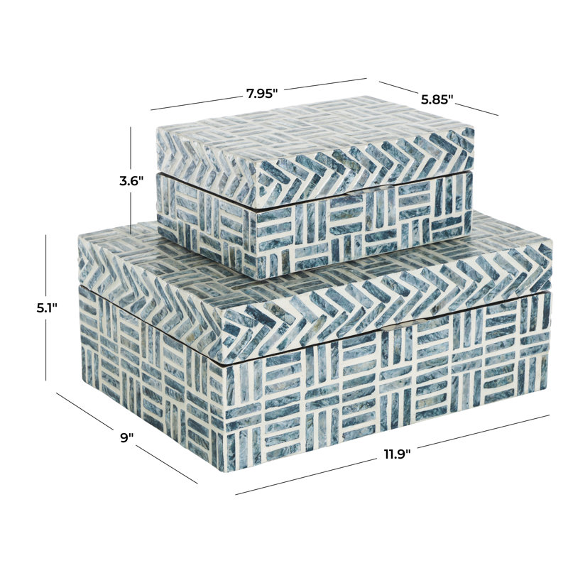 Ninon 2 Piece Handmade Mother Of Pearl Decorative Box Set