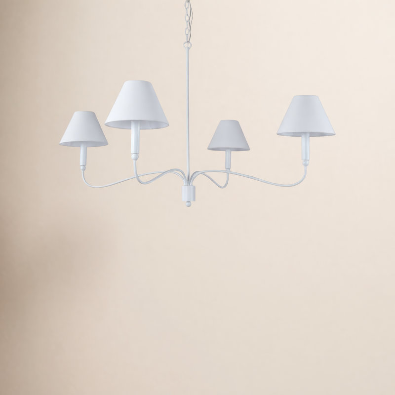 Lustre Viski classique/traditionnel à 4 lumières, Blanc mat