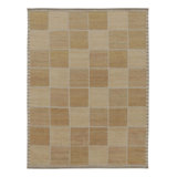 Rug & Kilim’S Scandinavian Rug, Geometric Pattern In Gold And Beige