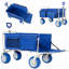 Chariot de plage pliable robuste avec roues tout-terrain de 9 pouces, capacité de 500 livres, hayon extensible et rangement multifonctionnel pour le transport extérieur.