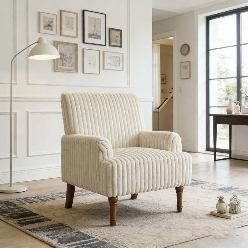 Chaise d'appoint moderne en velours côtelé, Beige