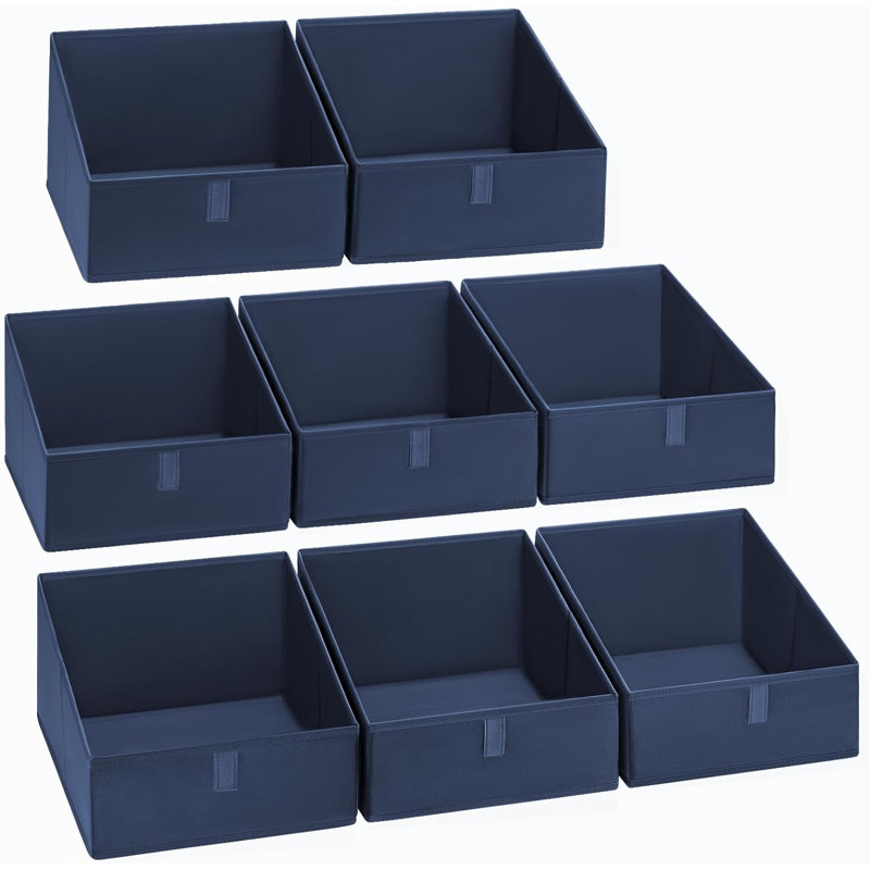 Fabric Closet Storage Bins 8 Pack - Foldable Trapezoid Shelf Organizer Baskets For Clothes, Toys, Books, Towels, Sturdy & Space-Saving Storage Solutions