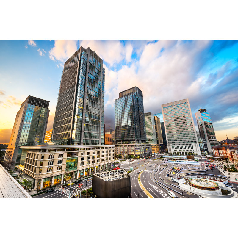 Business District In Tokyo - Wrapped Canvas Print, 30cm H x 46cm W x 3.8cm D