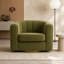 Fauteuil pivotant à 360° de 91 cm (35,83 po), en velours côtelé vert olive capitonné, livré entièrement assemblé, idéal pour le salon ou la chambre.