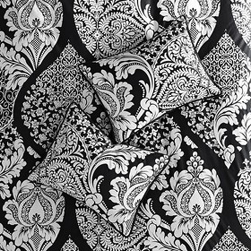 King Bedding - 7 Piece Cotton Printed Black With Stunning Details Comforter For Bed Embroidery, Black
