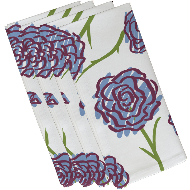 Slezak Polyester Floral Square Napkin, Blue