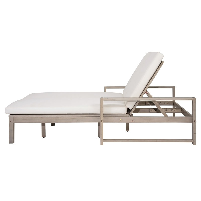 Méridienne double d'extérieur avec dossier réglable à 5 positions pour chaque siège, Gris + beige