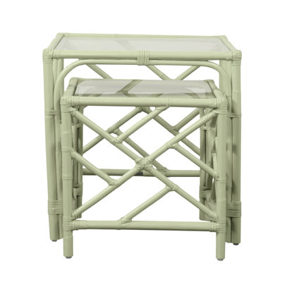 Chippendale Glass Nesting End Table