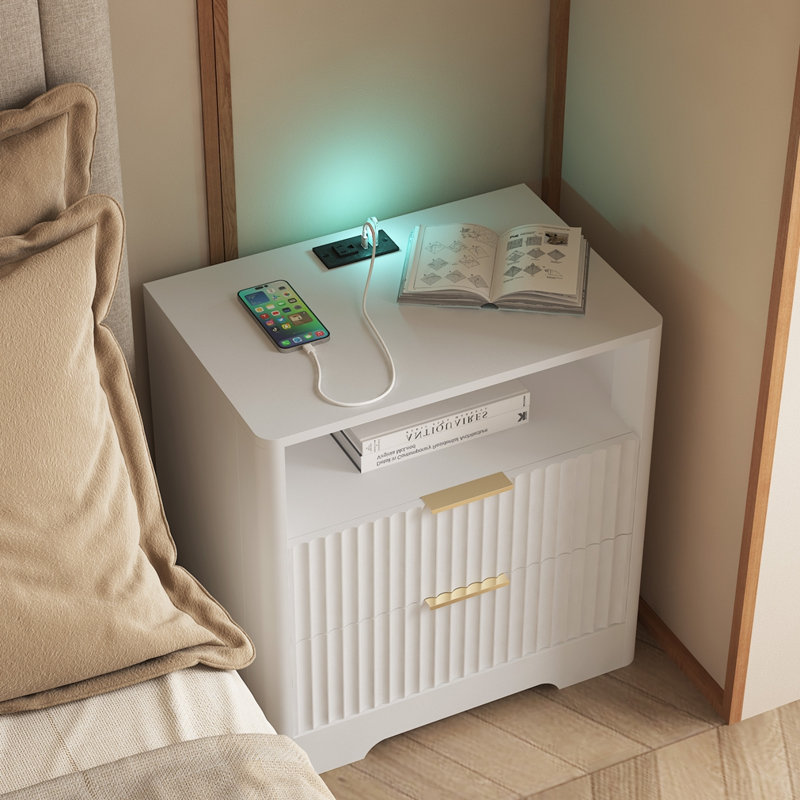Smart Nightstand with Night Light, White