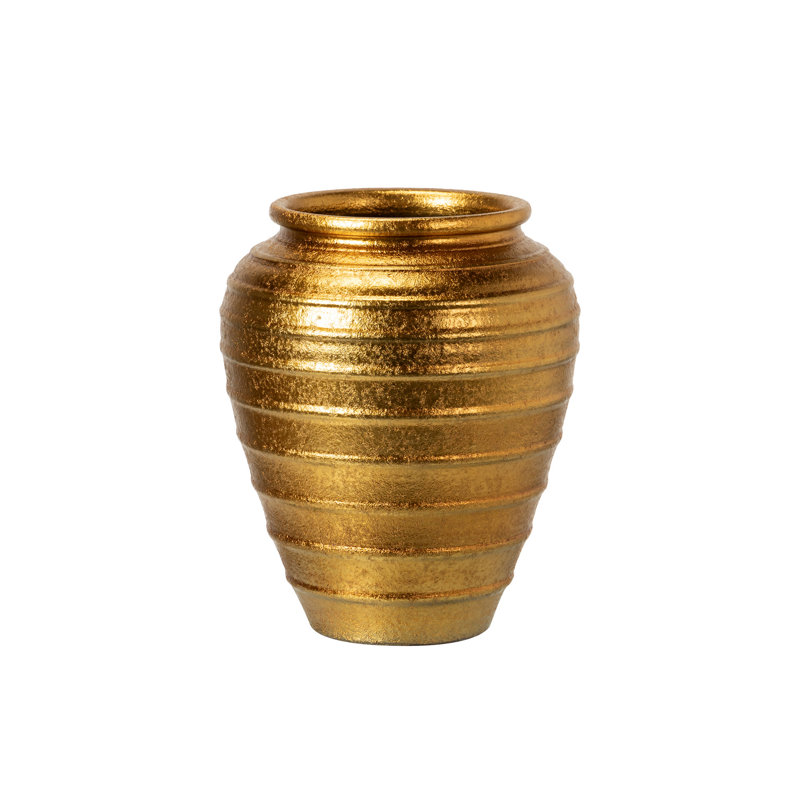 Ceramic / Porcelain Floor Vase, Gold, 43" H x 36" W x 36" D