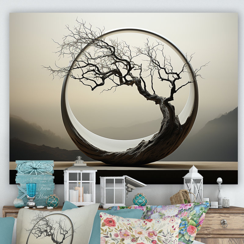 Reproduction sur toile «Bonsai», Japon, Toile tendue, H 16 po x l 32 po x P 1 po