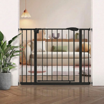 Pressure Mounted Baby Gate for Doorways, Auto‑Close Safety Dog Gate, No Drill Metal Child Safety Gate, Easy Walk‑Thru Pet Gate for Stairs Hallway Door