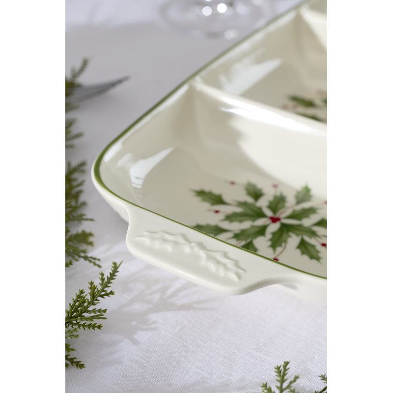 Lenox Holiday Carved Divided Dish