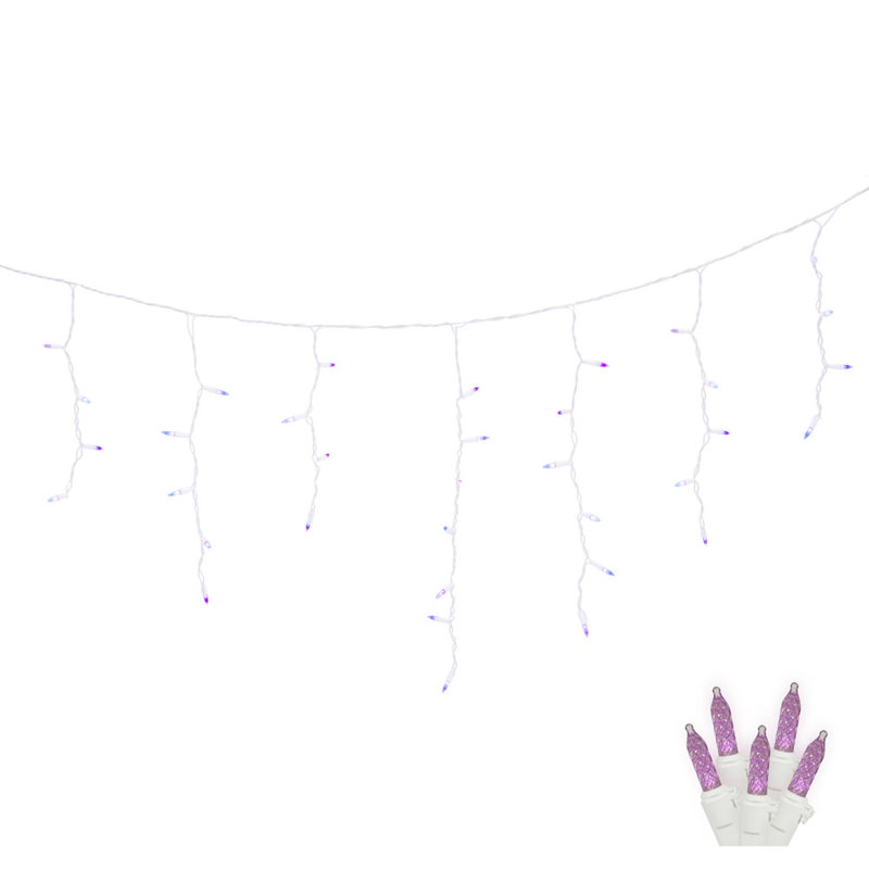 70 Lights Icicle Lighting, Purple, 21" H x 2" W x 108" D
