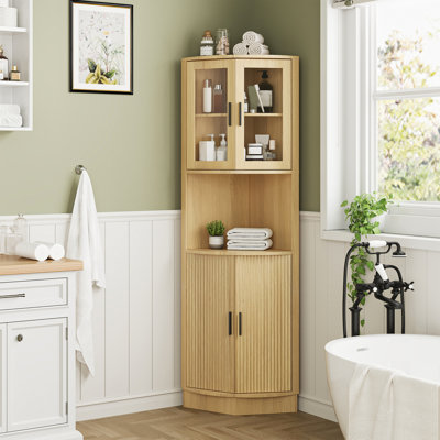 64.9" Tall Corner Cabinet With Glass Door