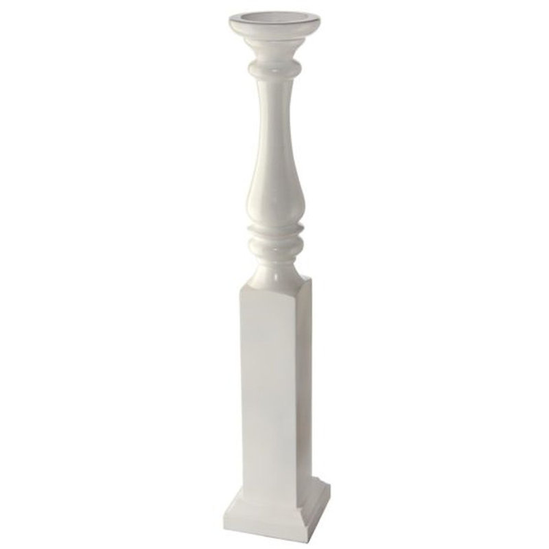 Bougeoir en bois, Blanc, H 31,50 po x l 8 po x P 8 po