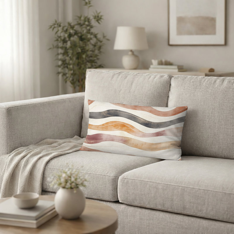 Coussin abstrait - Coussin Boho, H 12 po x l 20 po