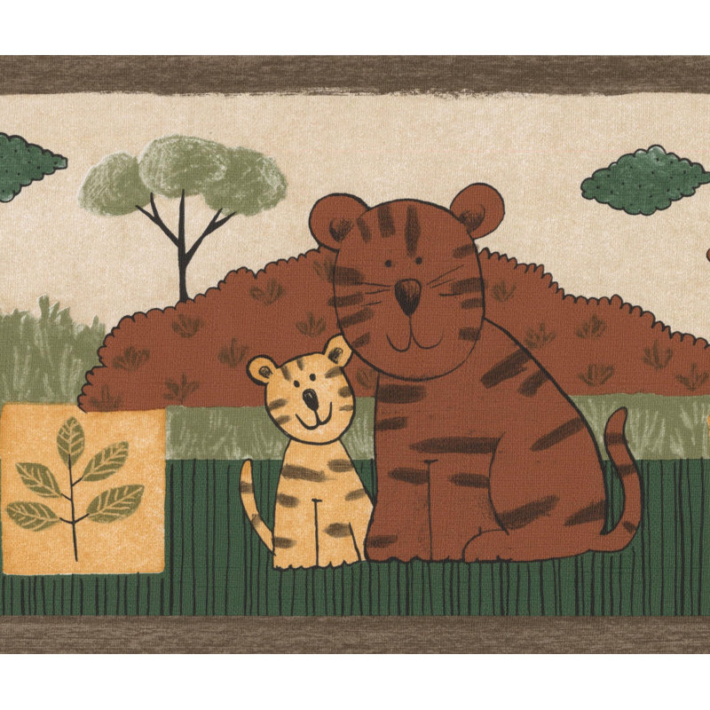Animaux Applegate avec leurs bébés bébés éléphants, tigre, bordure murale