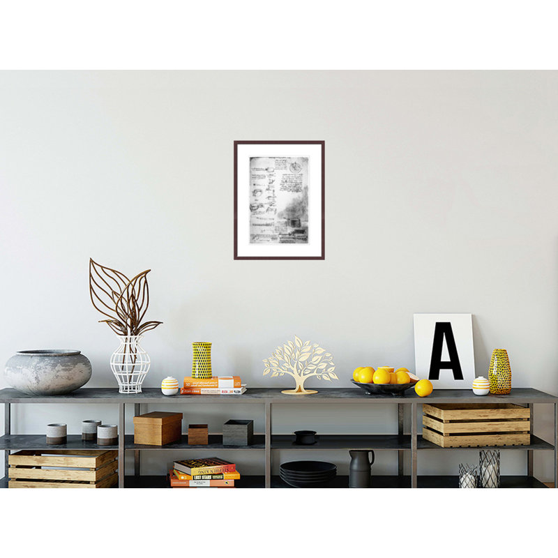 Facsimile of a page from the Codex Arundel 1490s-1518 (pen & ink on paper) by Leonardo da Vinci -Framed Giclee Print