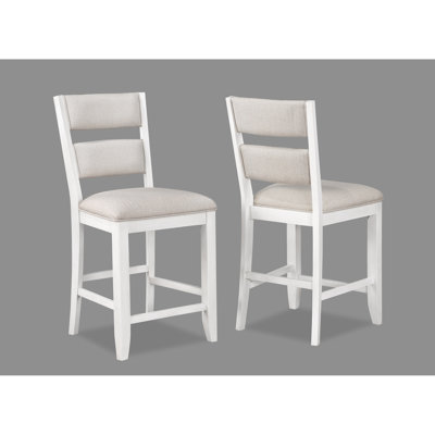 Chaises de salle à manger blanches à hauteur de comptoir avec dossier rembourré de couleur crème et siège pour la maison de 2 pièces